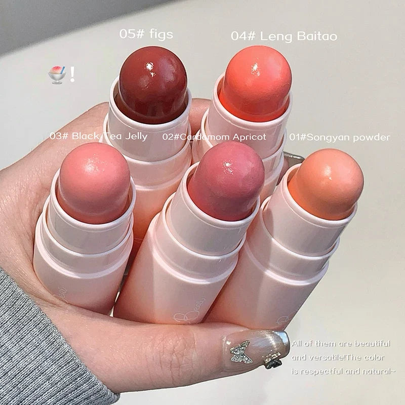 Gege Bear Soft Matte Blush Stick – Moisturizing Natural Finish Cream Blush Stick Qme
