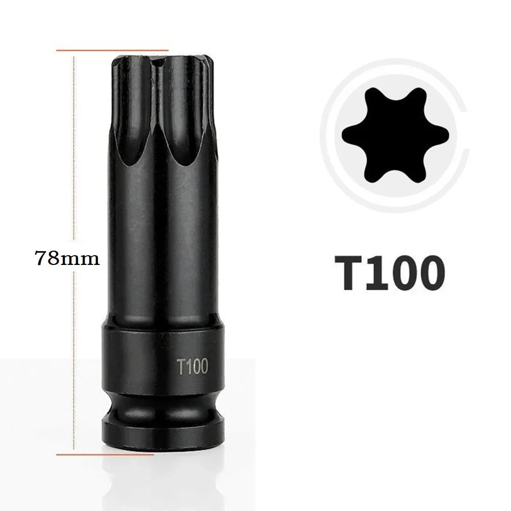 Torx Screwdriver Bits 1/2" Square Drive Socket Adapter T20–T70 Screwdriver Bit Set Qme T100