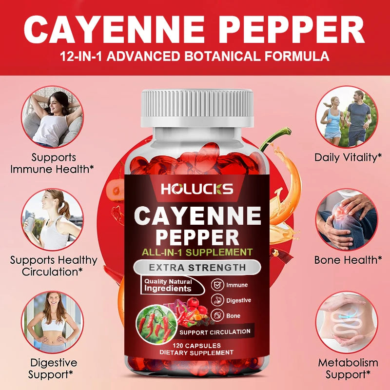 Cayenne Pepper Supplement with Organic Beet & Hawthorn | 60 Caps Herbal Supplement Qst