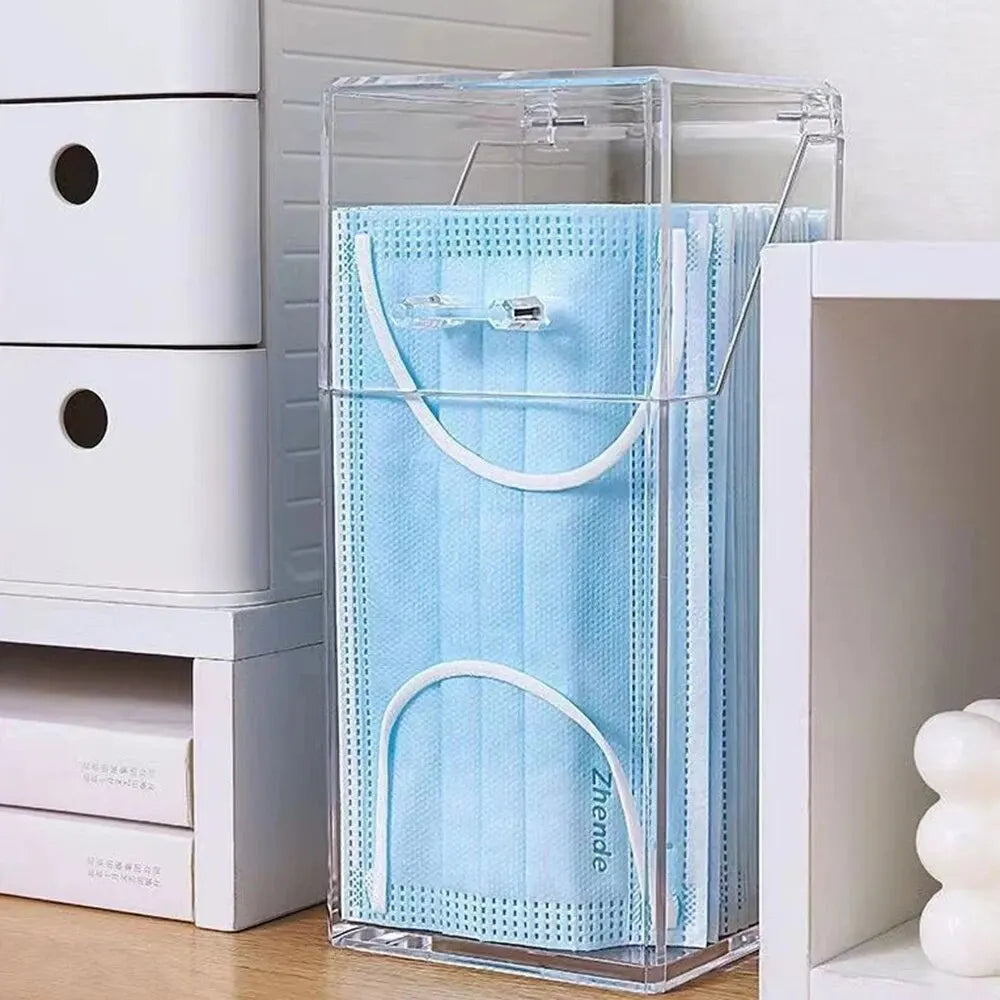 Transparent Mask Storage Box with Dustproof Cover | Qme Mask Storage Box Qme