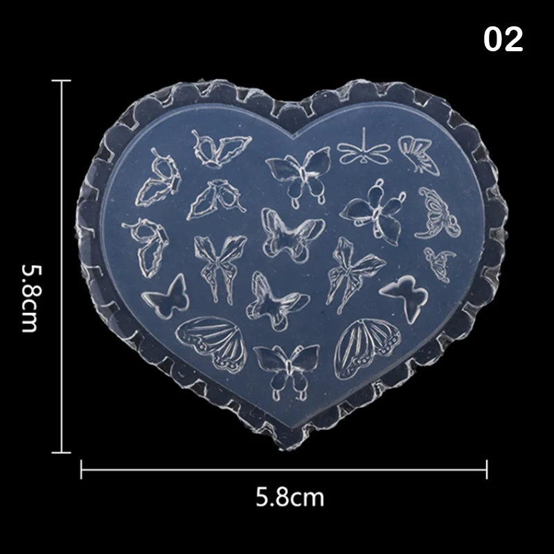 3D Silicone Nail Art Mold – Heart Butterfly Bow Flower Silicone Nail Mold Qst 2