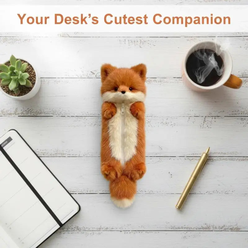 Cartoon Animal Plush Pencil Pouch – Cute Student Stationery Case Plush Pencil Pouch Qme