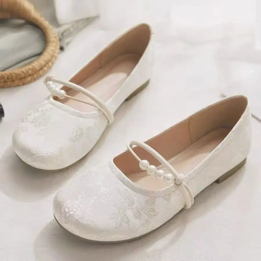 Women's Slip-On Flats – French Retro Round Toe Leather Shoes Women's Flat Shoes Qst