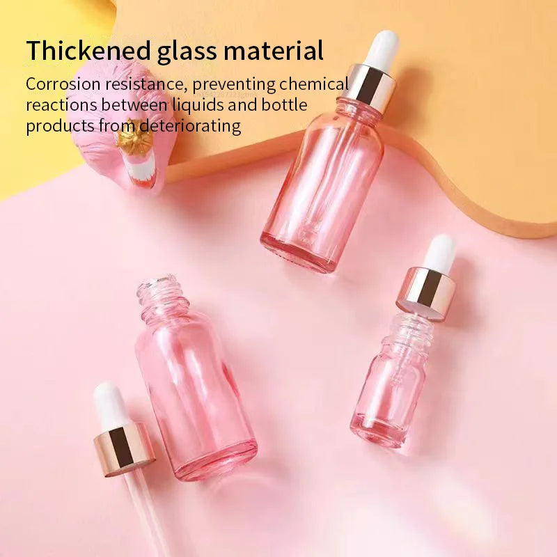 Pink Glass Dropper Bottles Refillable Rose Lid – 10/30/50ml Glass Dropper Bottles Qme
