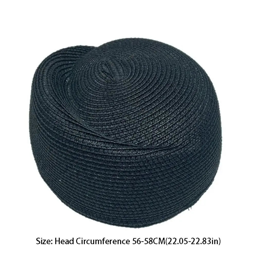 Vintage Straw Pillbox Fedora Hat – Classic Beret Style Straw Fedora Hat Qme