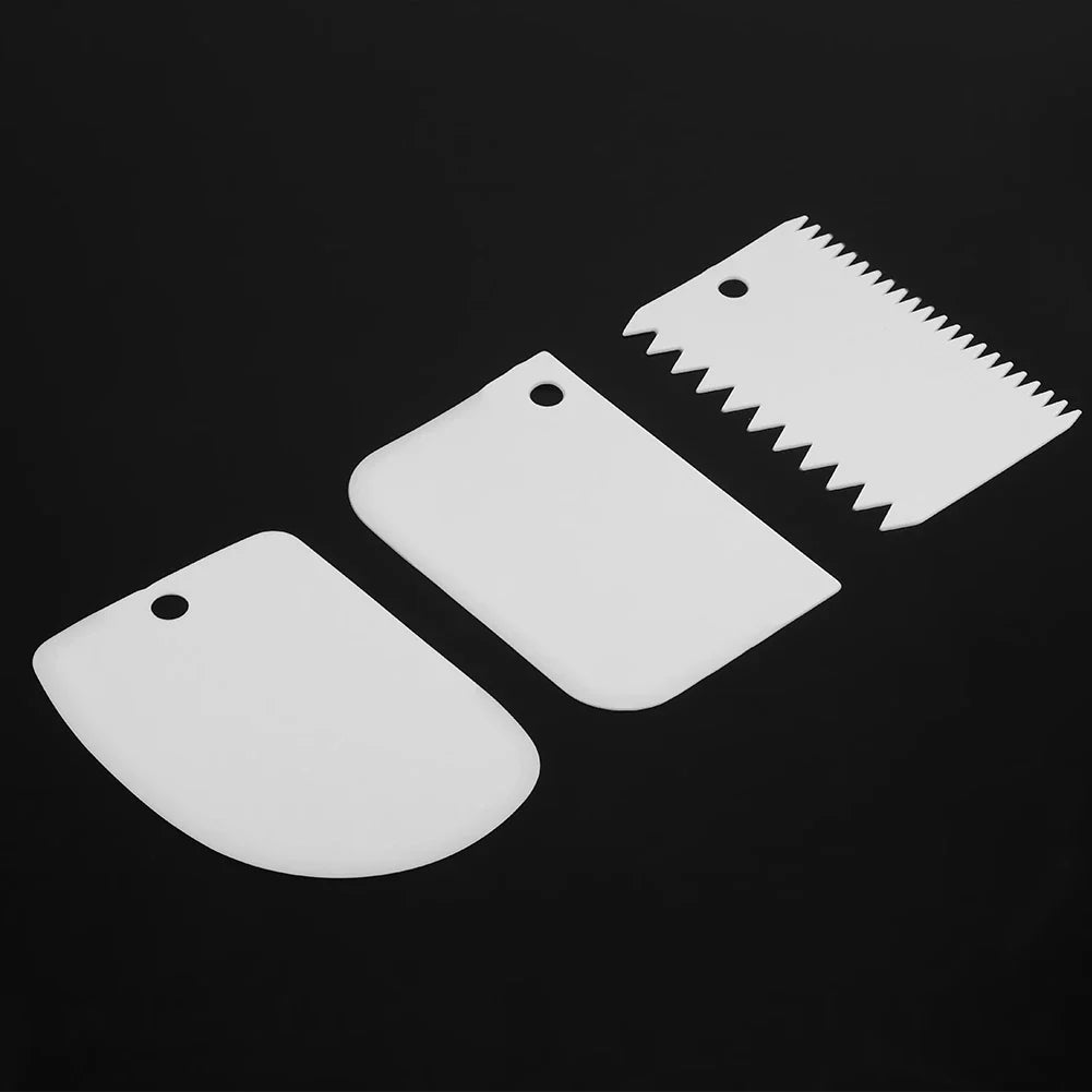 3-Piece Plastic Dough Scraper & Cake Cream Spatula Set Pastry Scraper Set Qme