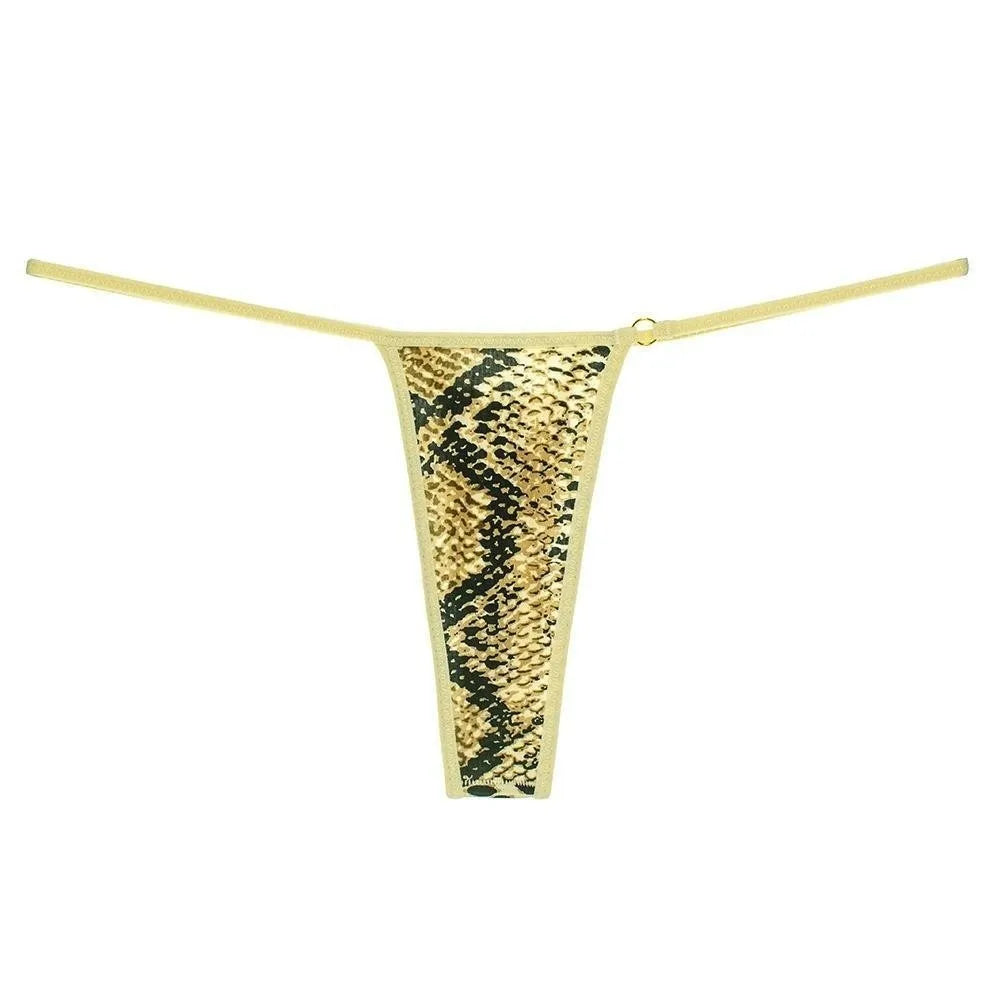 Women's Seamless Ice Silk Thongs Low Waist T-Back Briefs Women's Thong Briefs Qme Gold Strip L 1pc