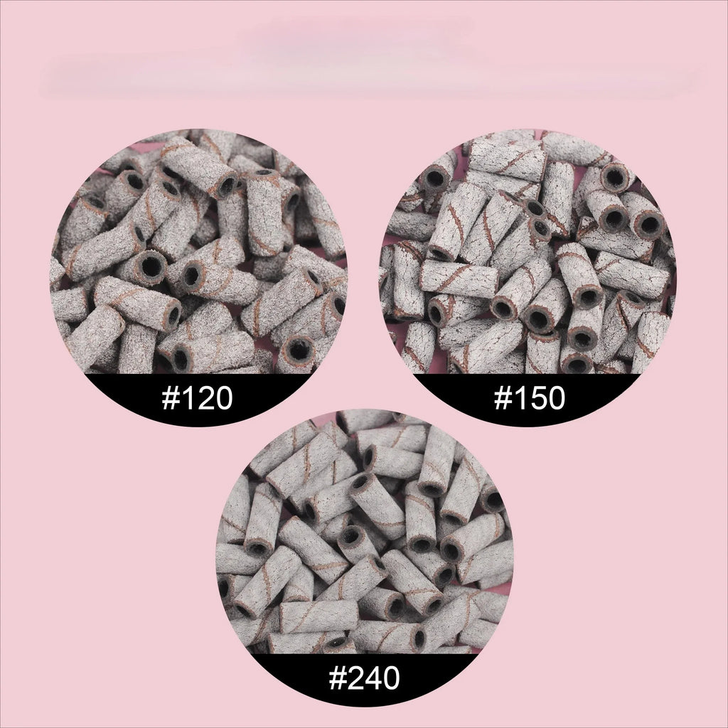 Mini Nail Drill Sanding Bands & Steel Mandrel Set – 50/100pc Nail Drill Accessories Qme