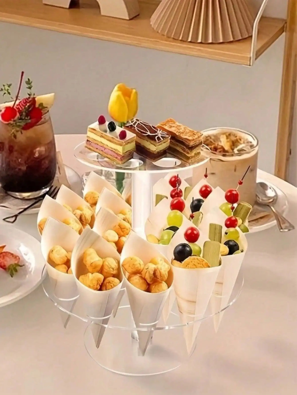 16-Hole Acrylic Ice Cream Cone & Popcorn Display Rack Cone Display Rack Qme