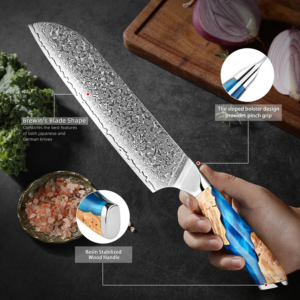 XITUO 7-Inch Santoku Knife – VG10 67-Layer Damascus Steel Santoku Chef Knife Qst
