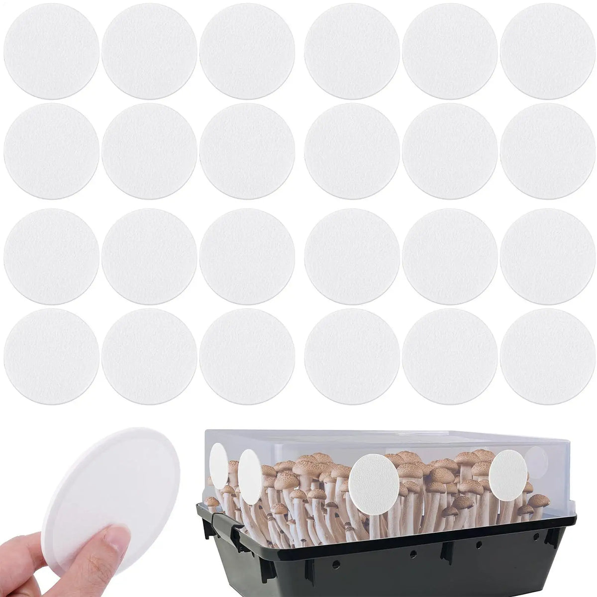 Mushroom Filter Discs 24-Pack – Adhesive Cotton Pad Screens Mushroom Grow Filters Qme