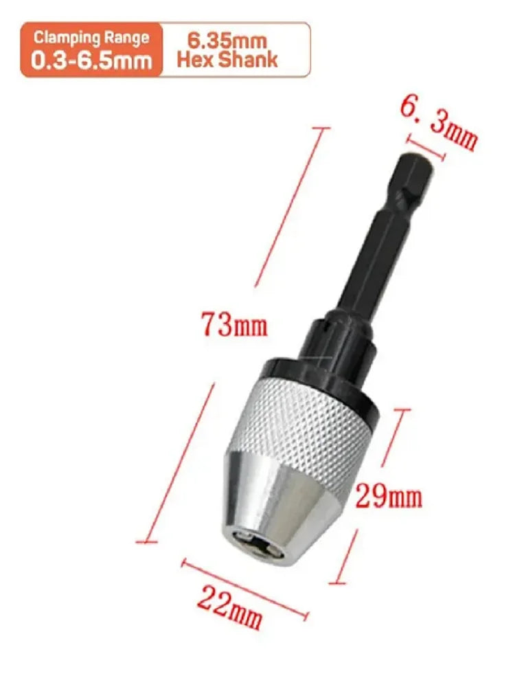 Quick Change Hex 3-Jaw Self-Centering Twist Drill Chuck | Qme Drill Chuck Qme 0.3-6.5mm white