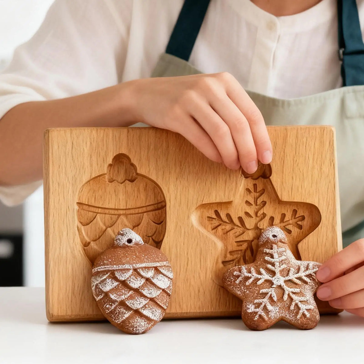 Wooden 3D Cookie Press Stamp – Easy Release Baking Mold Cookie Press Mold Qme