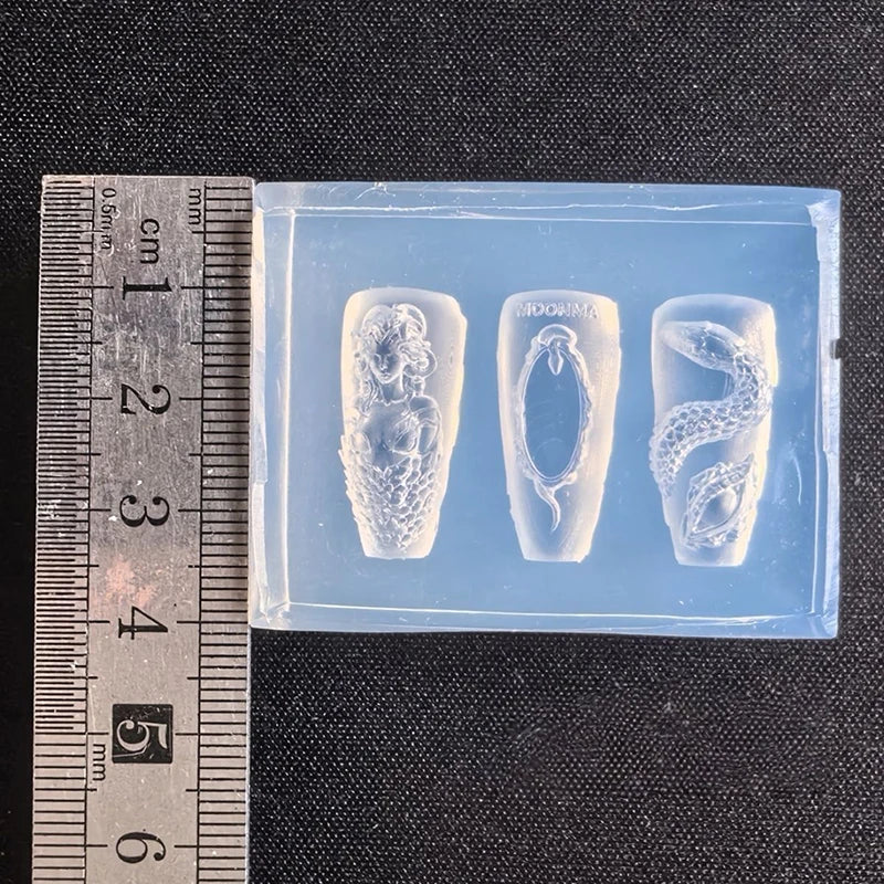 3D Snake Girl Silicone Nail Art Carving Mold – DIY Design Nail Art Mold Qme