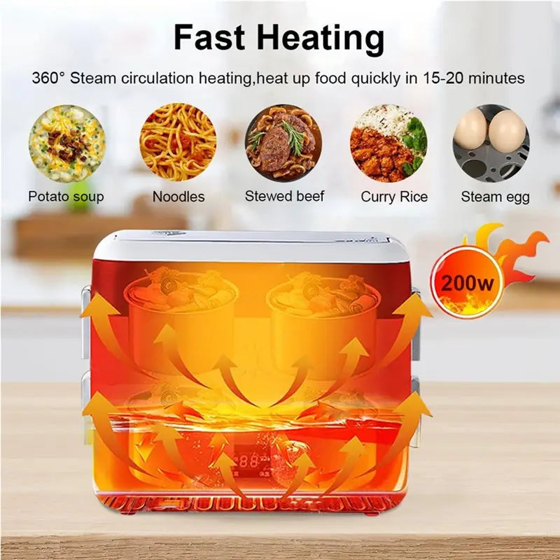MiLESEEY B15C 2.4L Electric Lunch Box – 200W Portable Steamer Electric Lunch Box Qst