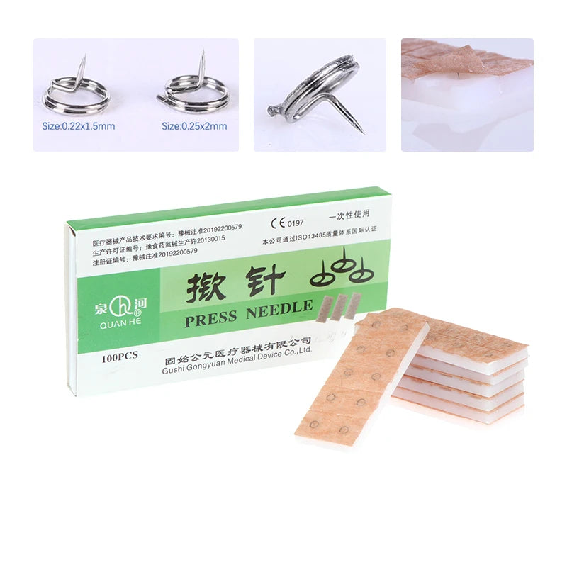 100Pcs Disposable Ear Seed Acupressure Press Needles Kit Acupressure Needle Kit Qst