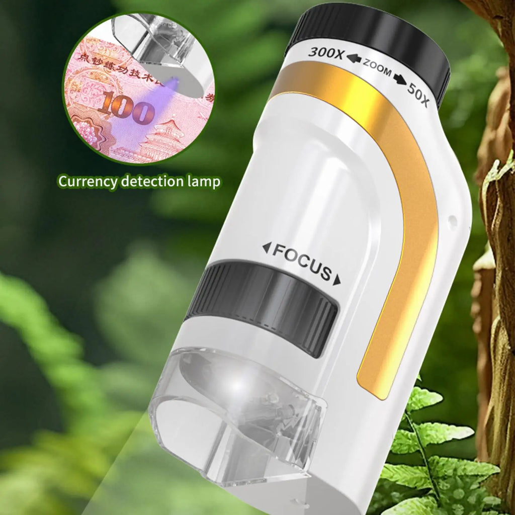 Kids Handheld Microscope 50x-300x LED Pocket Digiscope STEM Toy Kids Science Microscope Qme