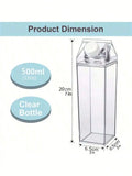 Milk Box Shaped Water Bottle | Large Capacity Transparent Novelty Water Bottle Qme 500ml 500-1000ml