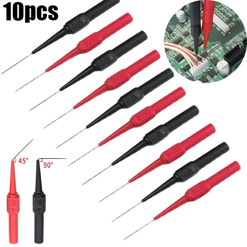 30V Multimeter Test Lead Back Piercing Needle Tip Probe Kit Multimeter Probe Kit Qme 10pcs
