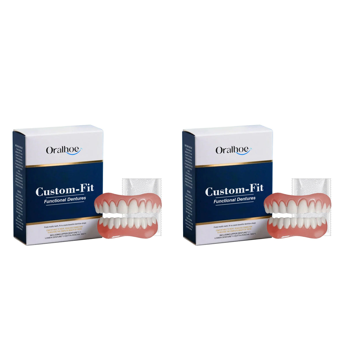 Oralhoe Soft Silicone Denture Kit – Upper & Lower Set Cosmetic Denture Kit Qst 2sets boxed