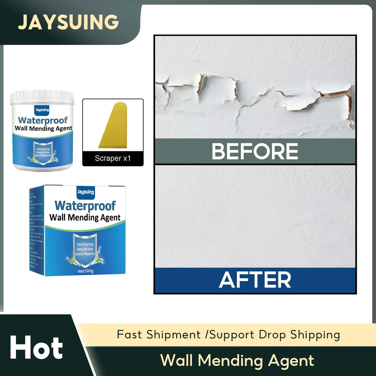 Waterproof Wall Repair Paste – Crack & Mildew Filler Sealant Wall Repair Paste Qme