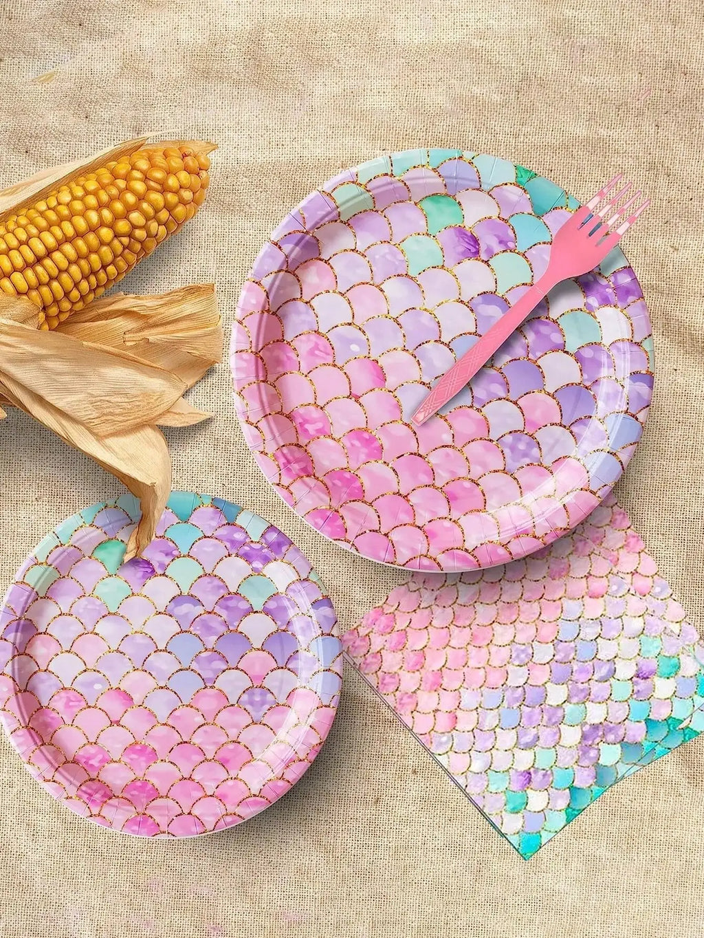50-Piece Reusable Mermaid Party Cutlery Set | Table Decor Party Cutlery Set Qme