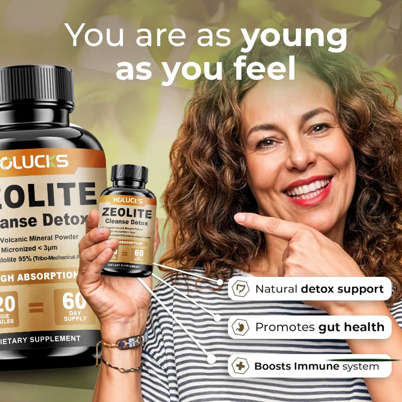 HOLUCKS Zeolite Detox Capsules – Full Body Cleanse, Non-GMO Detox Supplement Capsules Qst