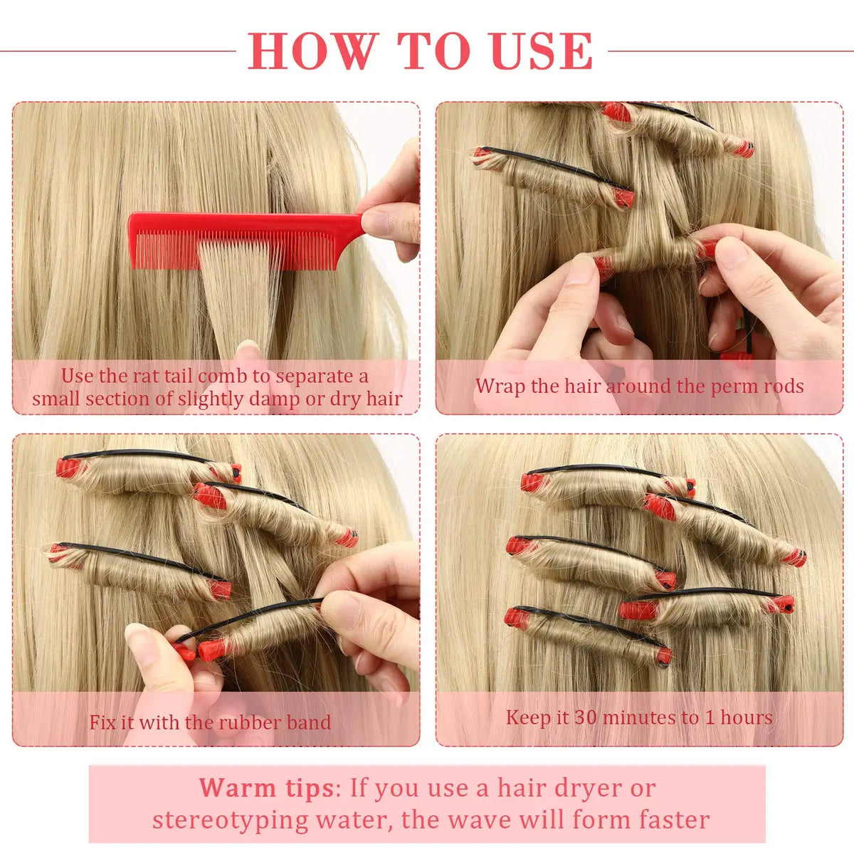Hair Perm Rods Cold Wave Curling Rollers 24 Pcs – No Heat Hair Perm Rods Qme