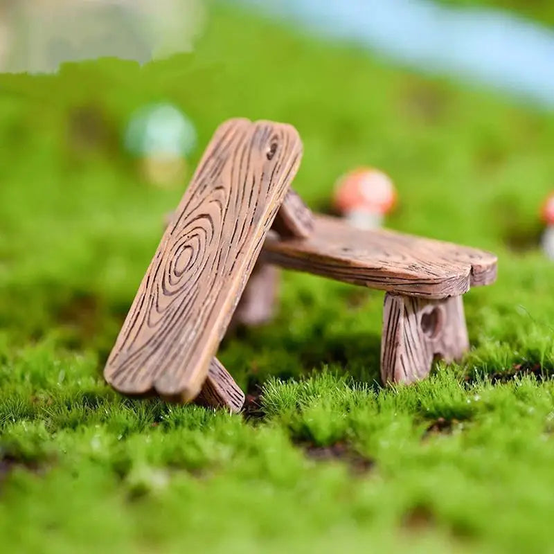Mini Wooden Chair Pendant Moss Micro Landscape Resin Decor Resin Craft Pendant Qme