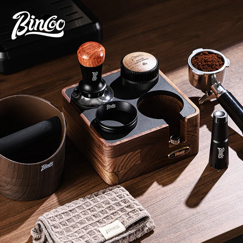 BINCOO 51/58mm Portafilter Storage Base Tamper & Distributor Set Espresso Barista Tool Set Qst