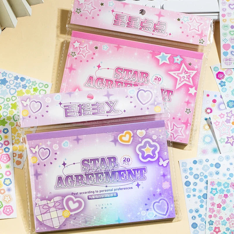 Cute Star Cartoon Sticker Book – 20 Sheets DIY Scrapbooking DIY Sticker Book Qme