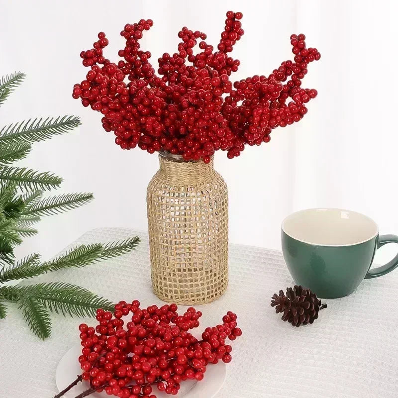 Artificial Red Berry Branches Christmas Tree & Wreath Decor Christmas Berry Picks Qme
