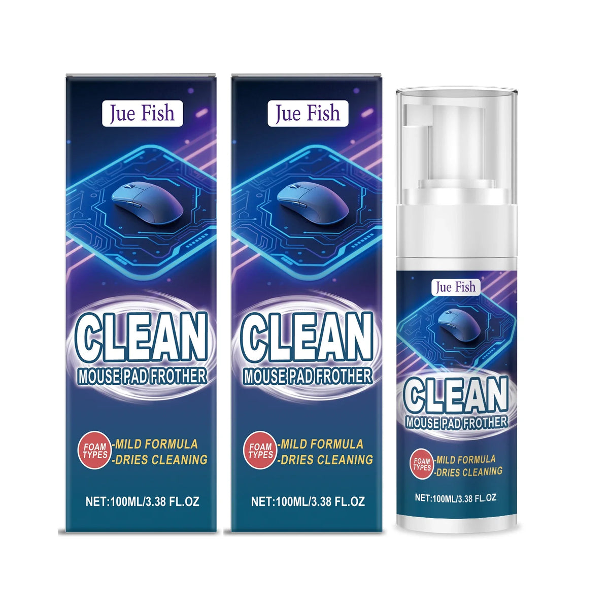 Mouse Pad & Keyboard Cleaner | Quick-Drying Stain Remover Desk Surface Cleaner Qme 2 x 100ml Boxed
