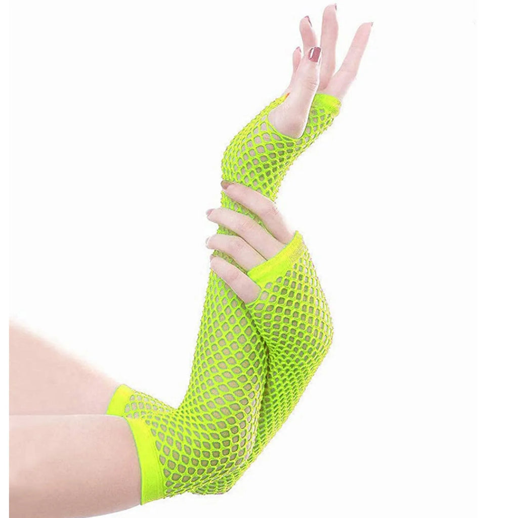 Colorful Fishnet Fingerless Long Gloves | Party & Costume Fingerless Fishnet Gloves Qme