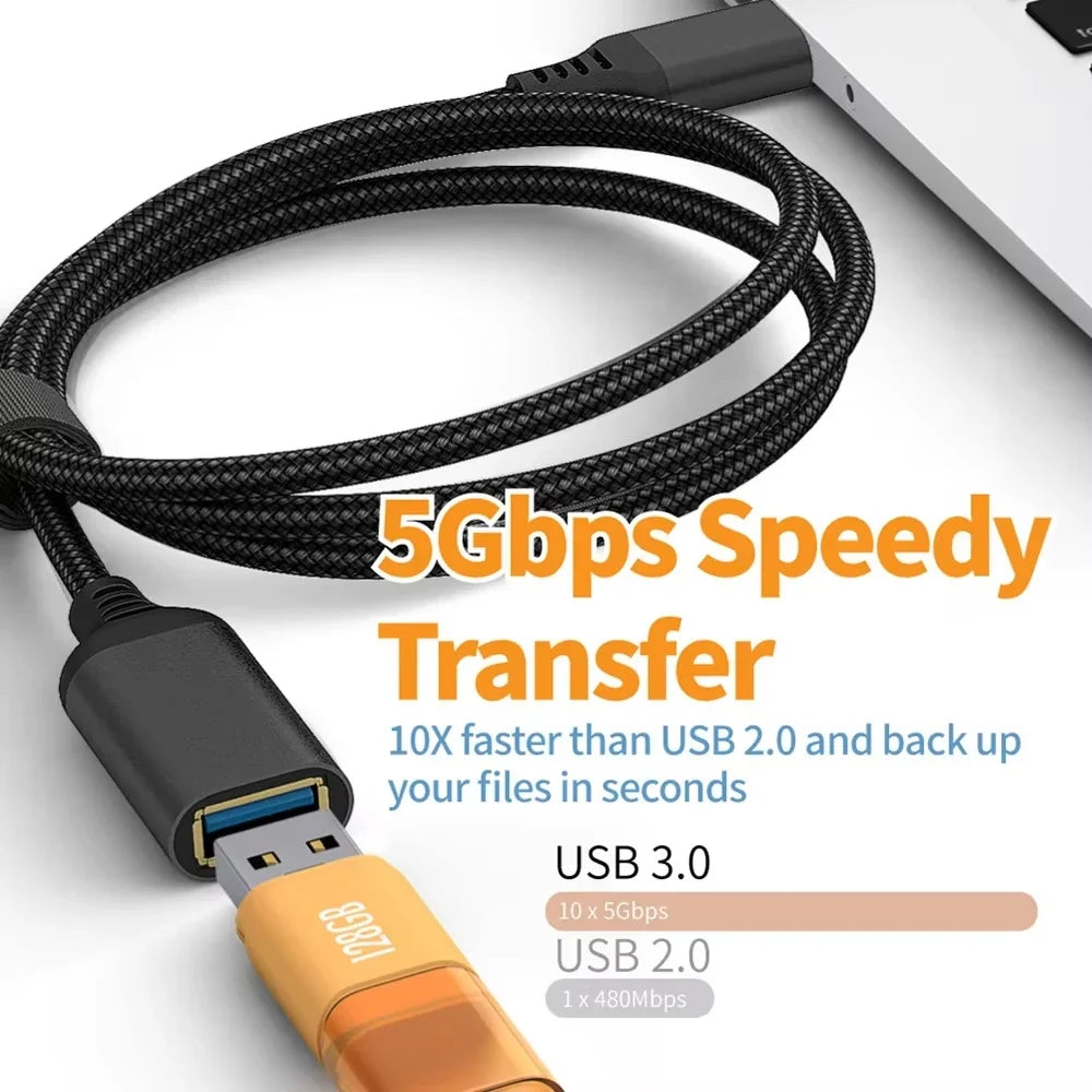 Nylon Braided USB 3.0 Male-to-Female Extension Cable 5M USB Extension Cable Qme