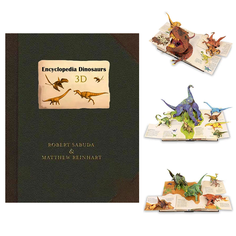 3D Folding Dinosaur Encyclopedia Book – Kids Science Gift Children's Science Book Qst