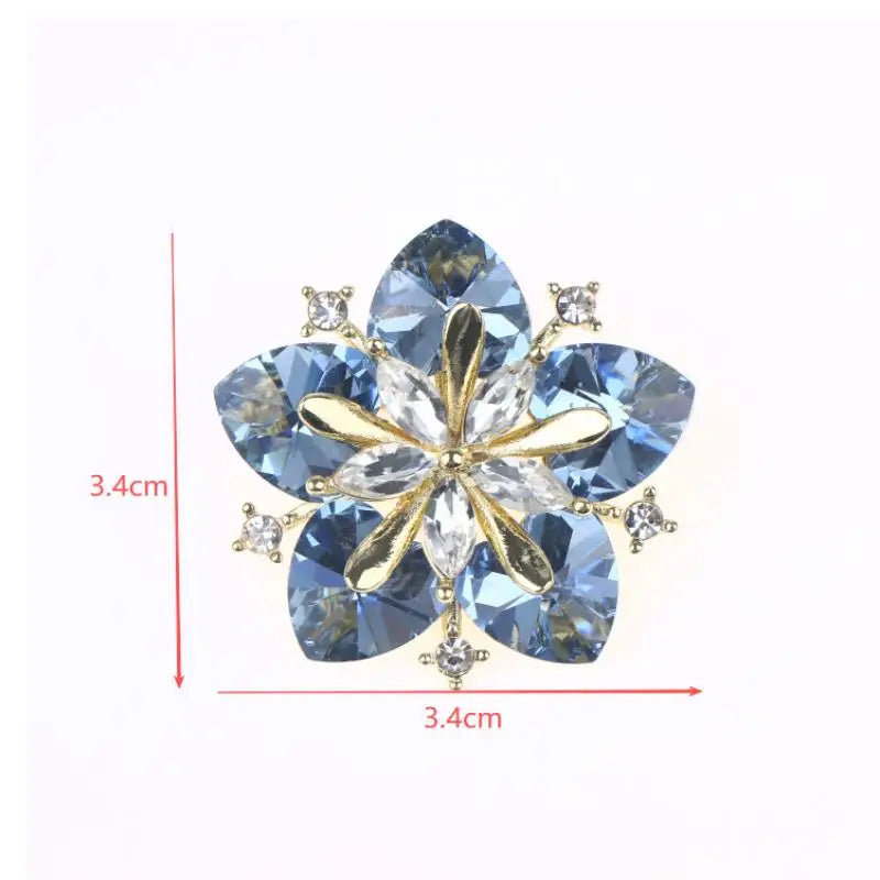Crystal Peach Blossom Brooch – Shining Flower Lapel Pin Floral Brooch Pin Qme
