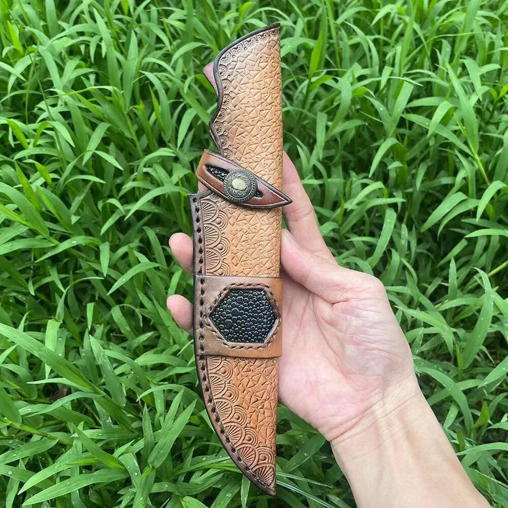 Genuine Cowhide Leather Knife Sheath 28.5cm – Fixed Blade Cover Leather Knife Sheath Qst