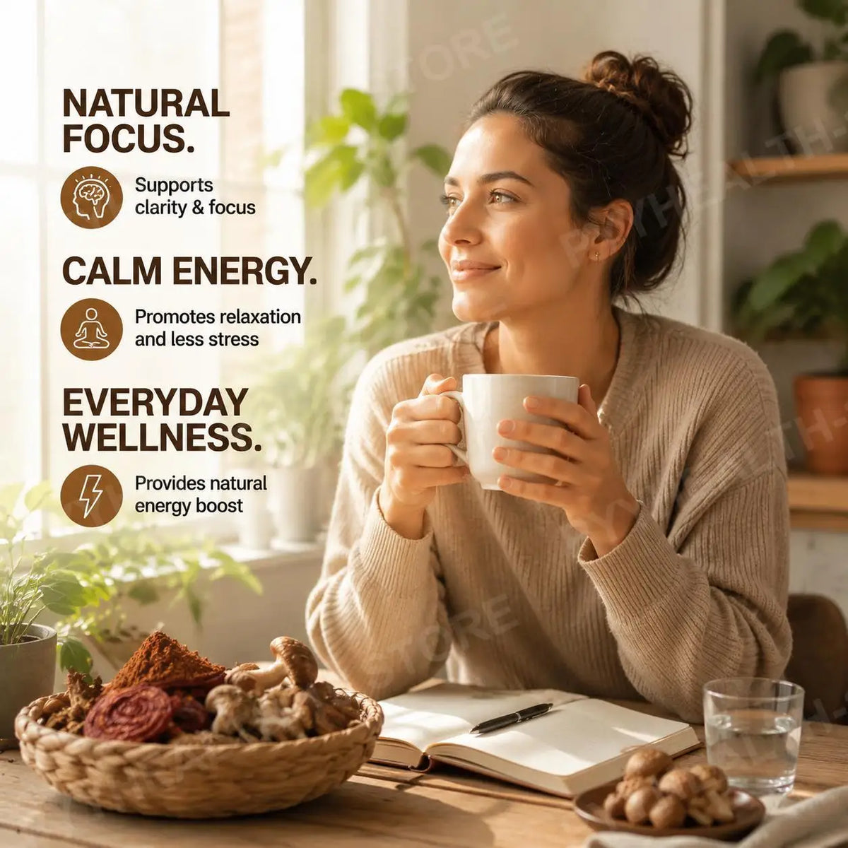 Mushroom Coffee Powder – 10 Superfoods, Focus & Energy, 39 Servings Mushroom Coffee Powder Qst