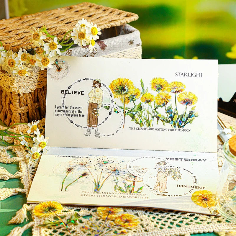 Dandelion PET Stickers for Scrapbooking, Journals & Crafts Decorative Craft Stickers Qme
