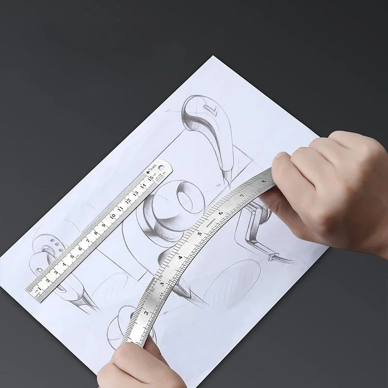 Stainless Steel Double-Sided Metric Ruler 15–40cm Precision Straight Ruler Qst