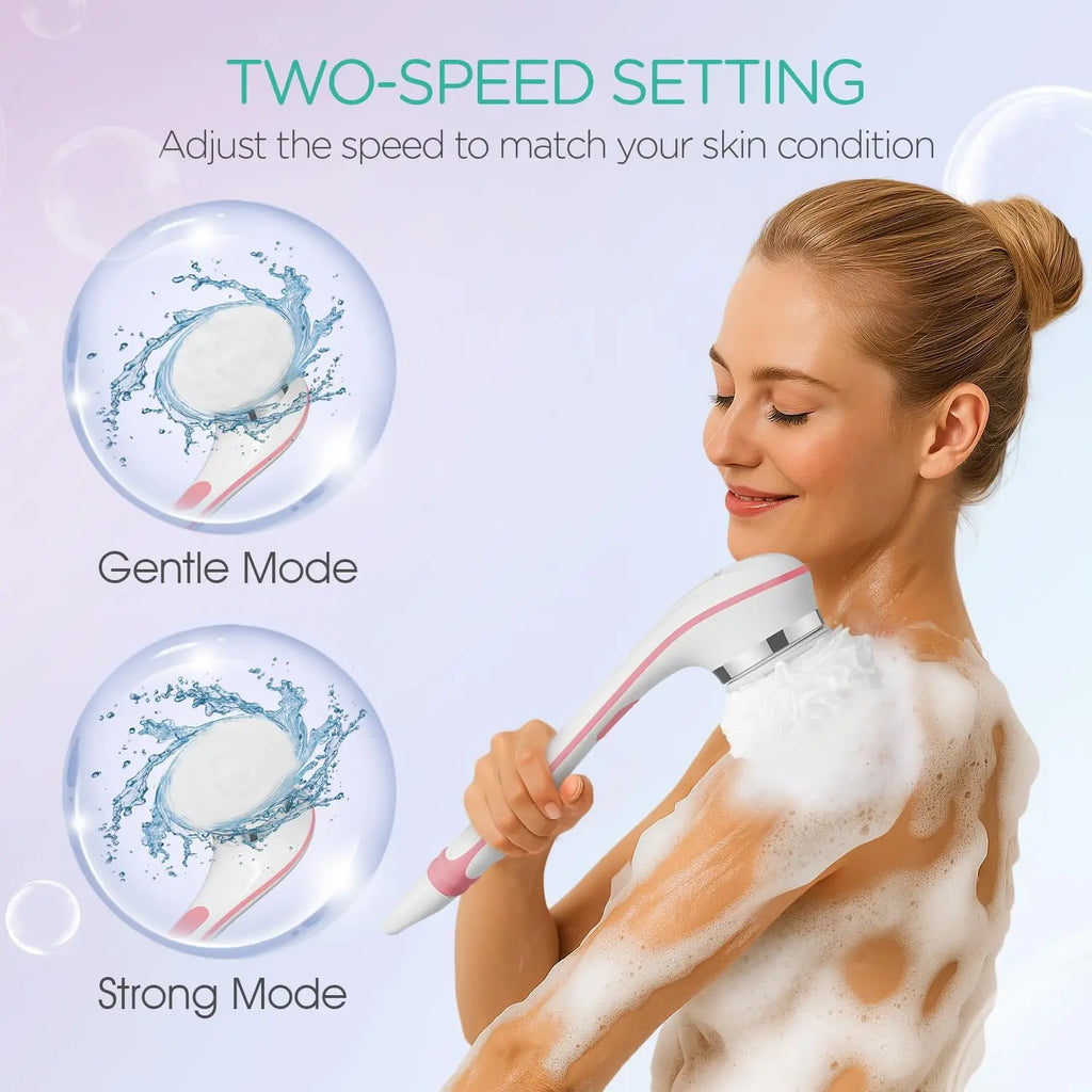 3-in-1 Electric Long Handle Body Brush – Exfoliating Back Scrubber Electric Body Brush Qst
