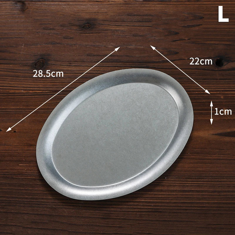 Japanese Vintage Oval 304 Stainless Steel Dessert Plate Stainless Steel Plate Qme L