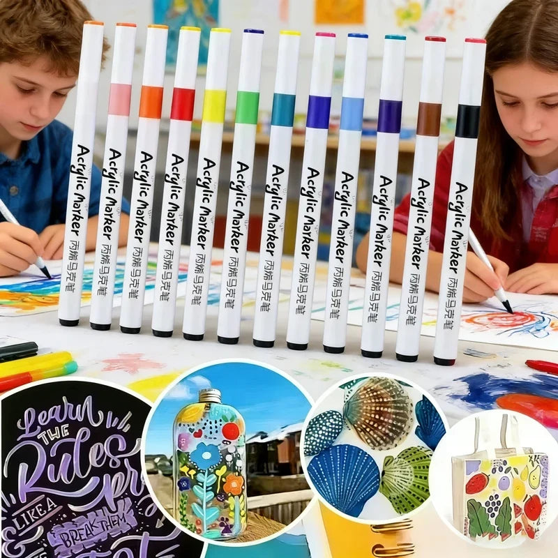 Acrylic Paint Markers 12–80 Colors | Waterproof & Non-Toxic Acrylic Paint Markers Qme