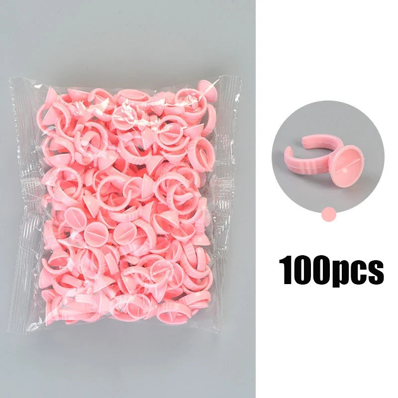 Disposable Lash Glue Ring Holders 100 Pcs | Eyelash Extension Lash Extension Tool Qme STPE-5 China Mainland
