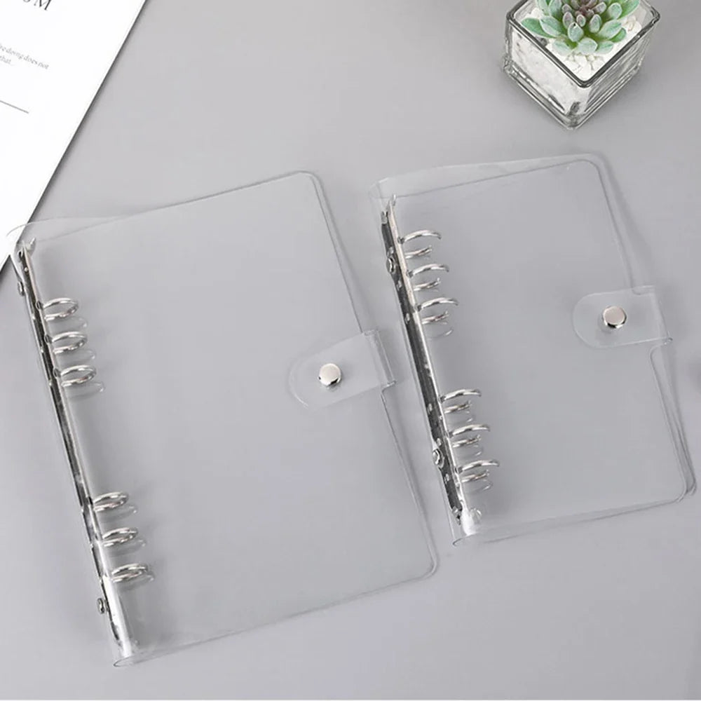 Transparent PVC Clip File Folder A5 A6 Loose Leaf Ring Binder Clip File Folder Binder Qme