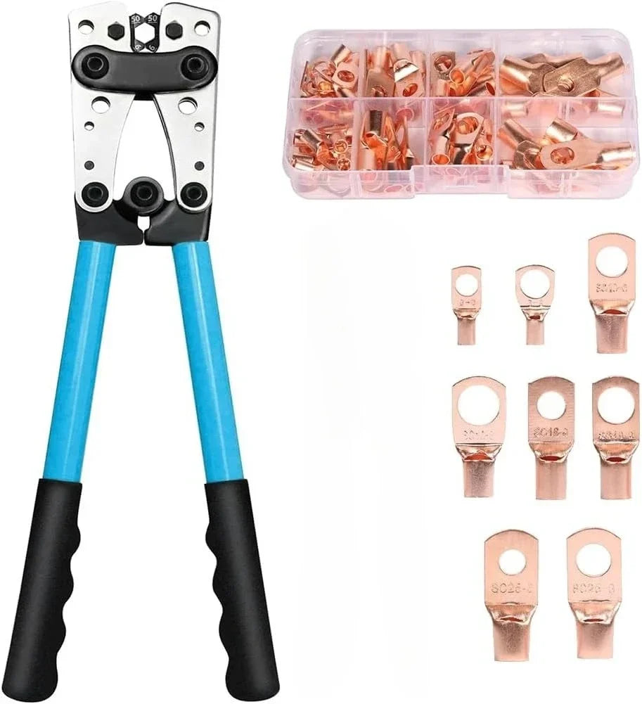 Cable Wire Lug Crimping Tool 10-1 AWG 8 Sizes Ratchet Crimper Wire Lug Crimping Tool Qme
