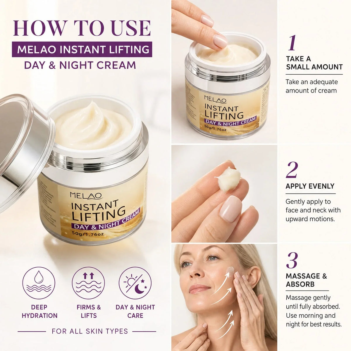 MELAO Instant Lifting Day & Night Firming Face Moisturizer Firming Face Cream Qme