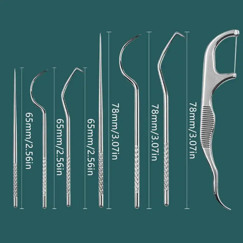 Reusable Stainless Steel Toothpick & Floss Teeth Cleaner Set Reusable Toothpick Set Qme