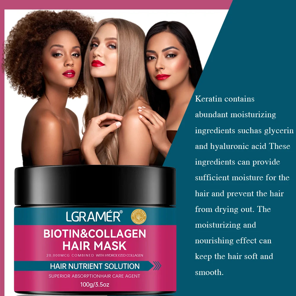 YOUNGCOME Biotin Collagen Hair Mask – Soft, Strong & Frizz-Free Hair Mask Conditioner Qst